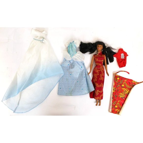Barbie Disney Doll Clothes Dress Lot Cinderella Wedding Mulan Princess Dog - Picture 1 of 12